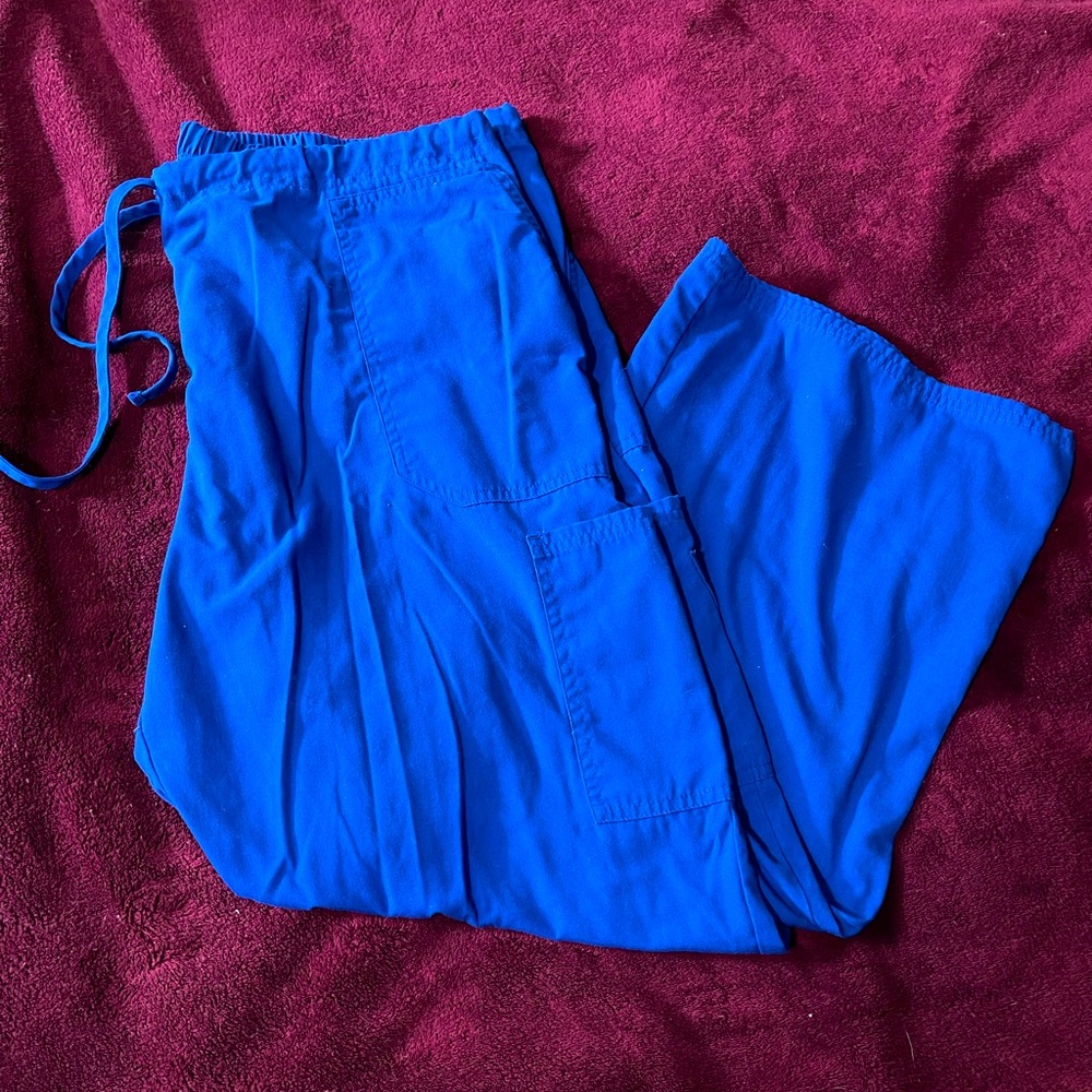 NWOT Scrubstar blue drawstring cargo scrub pants